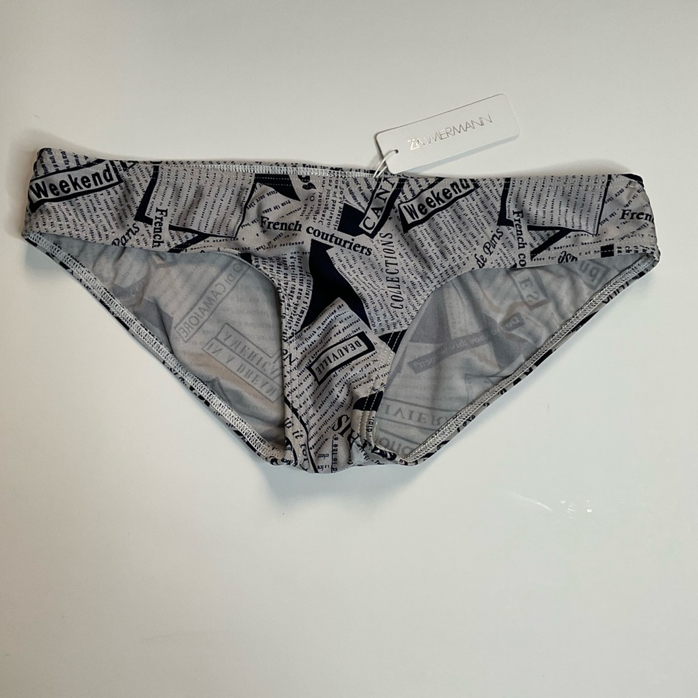 Zimmermann Newsprint Print Bikini Bottom, NWT